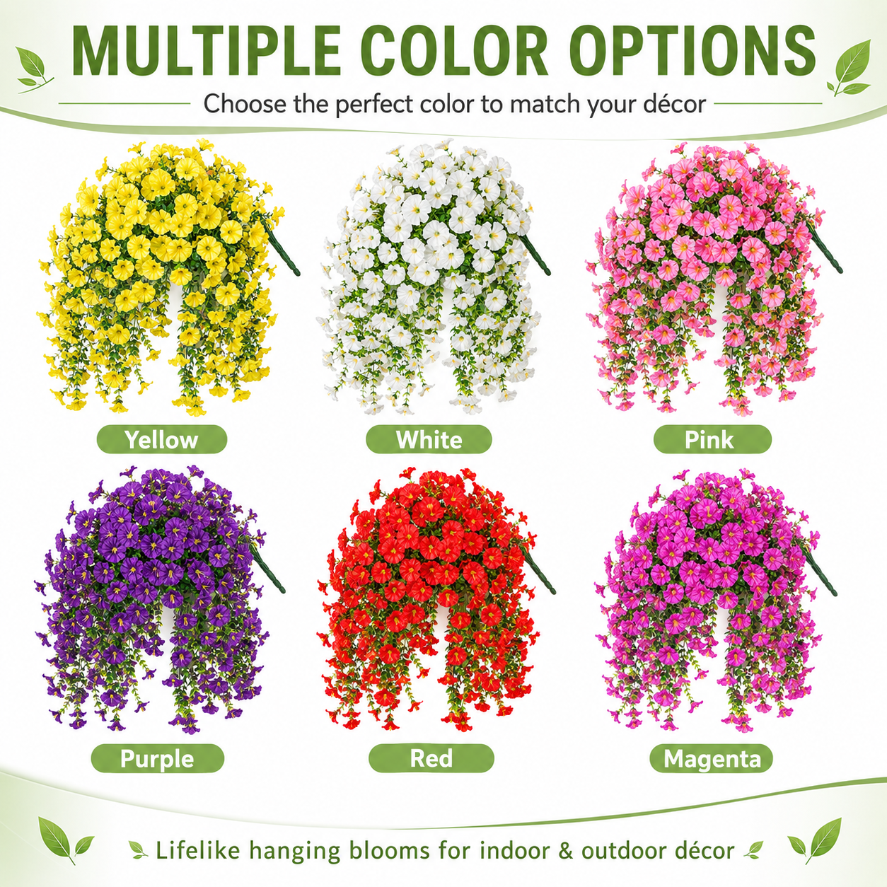 4pcs-Artificial Hanging Morning Glory Flowers, UV Resistant Faux Trailing Plants for Outdoor Indoor Decor