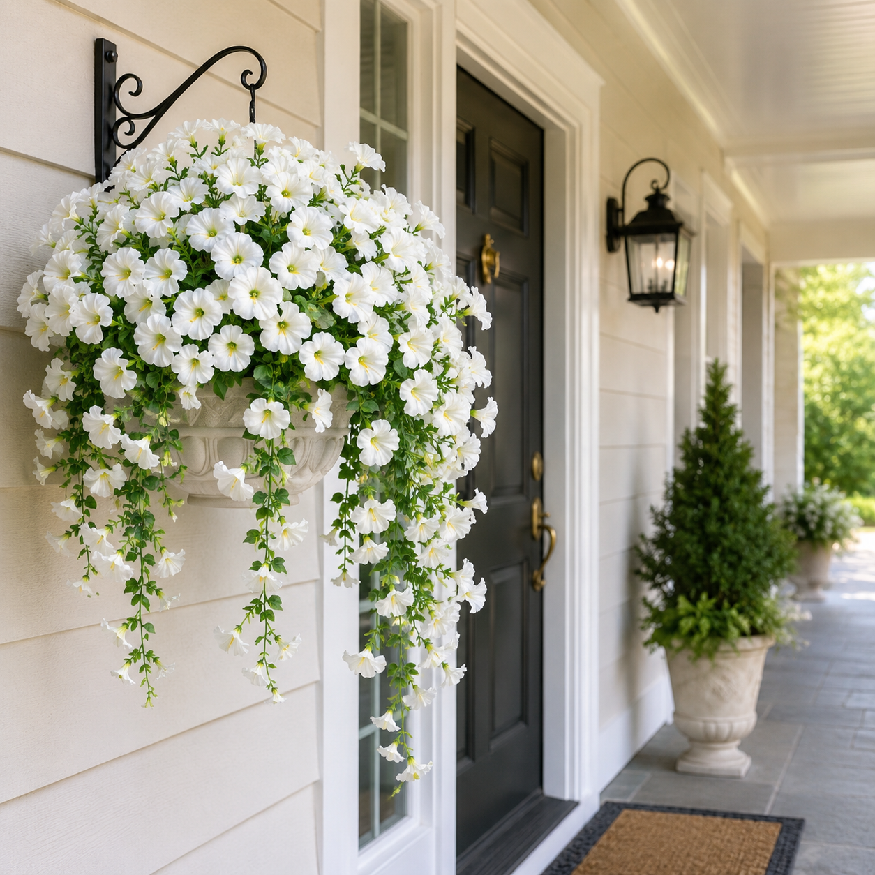 4pcs-Artificial Hanging Morning Glory Flowers, UV Resistant Faux Trailing Plants for Outdoor Indoor Decor