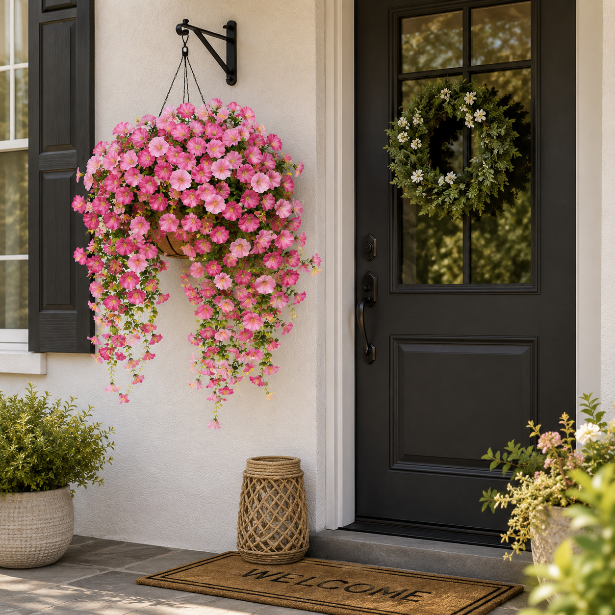 4pcs-Artificial Hanging Morning Glory Flowers, UV Resistant Faux Trailing Plants for Outdoor Indoor Decor