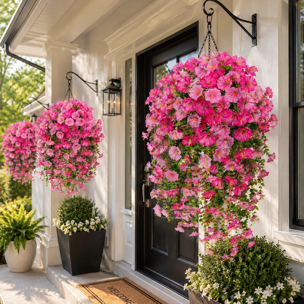 4pcs-Artificial Hanging Morning Glory Flowers, UV Resistant Faux Trailing Plants for Outdoor Indoor Decor