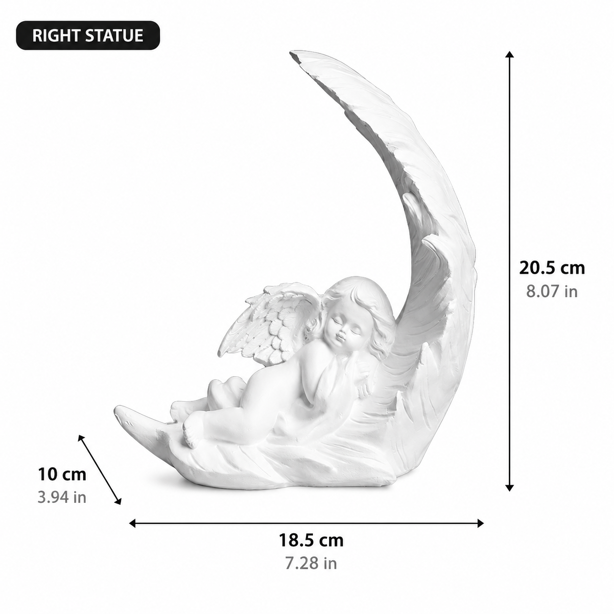 Elegant Angel Feather Statue Set – Resin Cherub Figurines