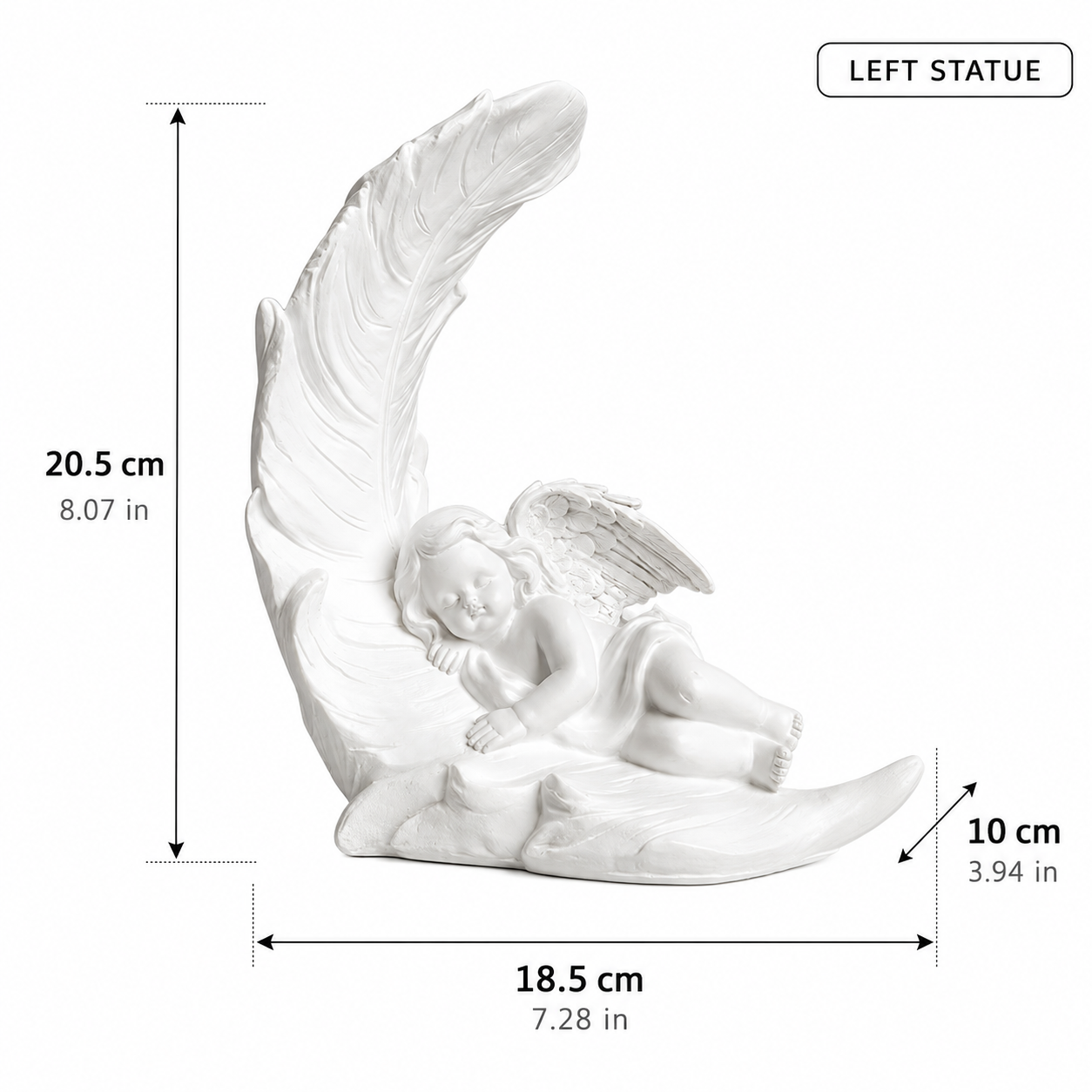 Elegant Angel Feather Statue Set – Resin Cherub Figurines