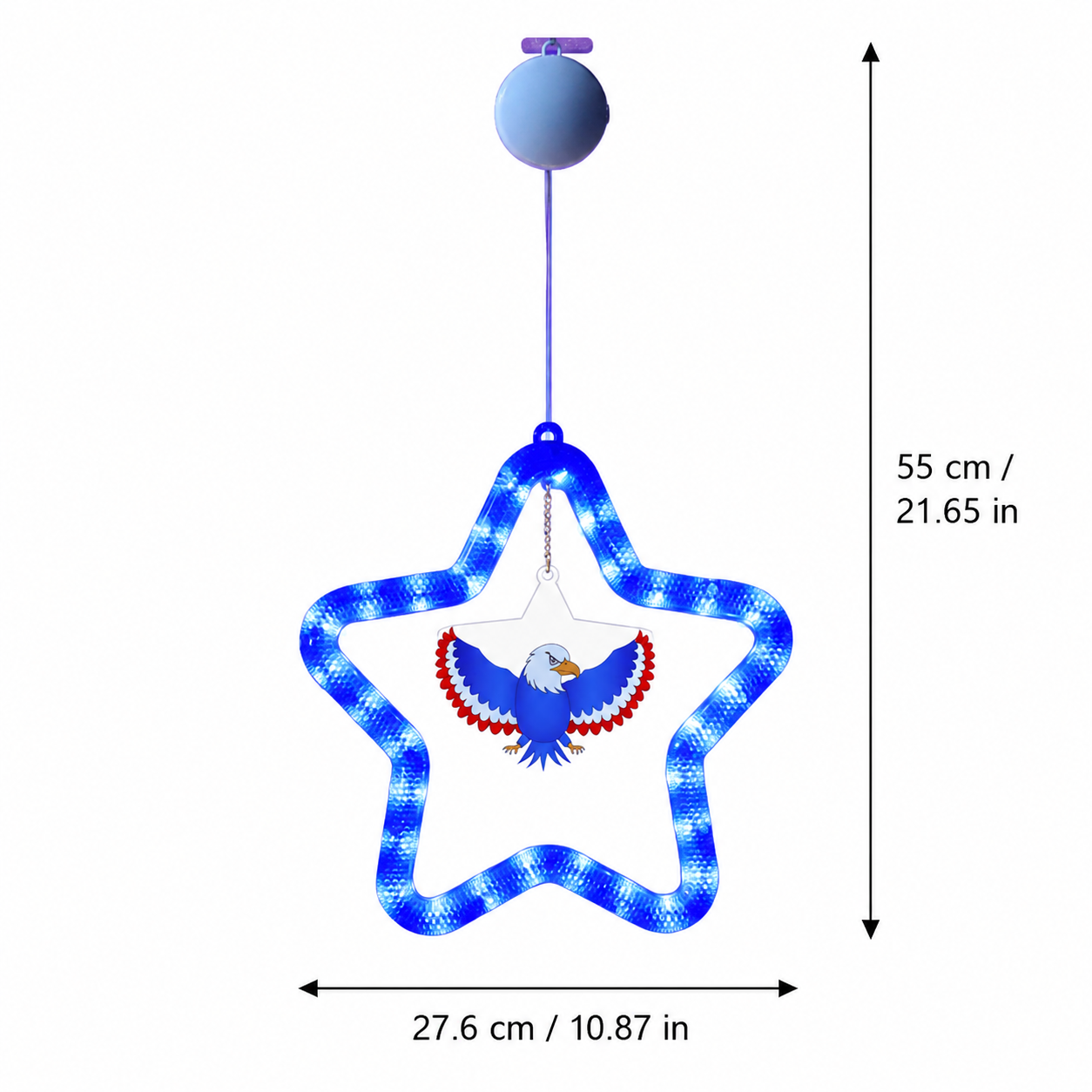 4th of July Star LED Hanging Decoration – Battery Powered, Red, White, and Blue Lights