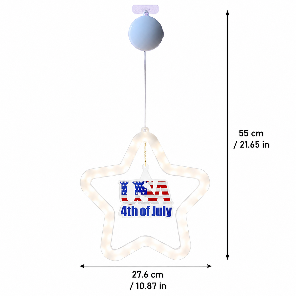 4th of July Star LED Hanging Decoration – Battery Powered, Red, White, and Blue Lights