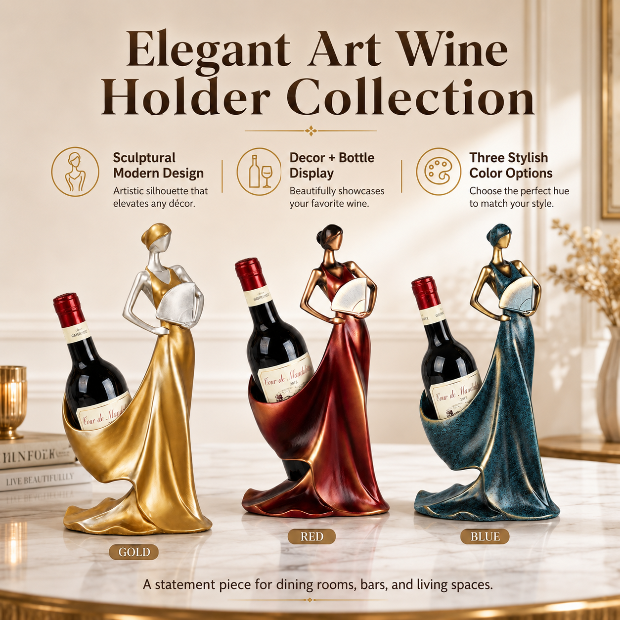 Elegant Abstract Wine Bottle Holder Sculpture
