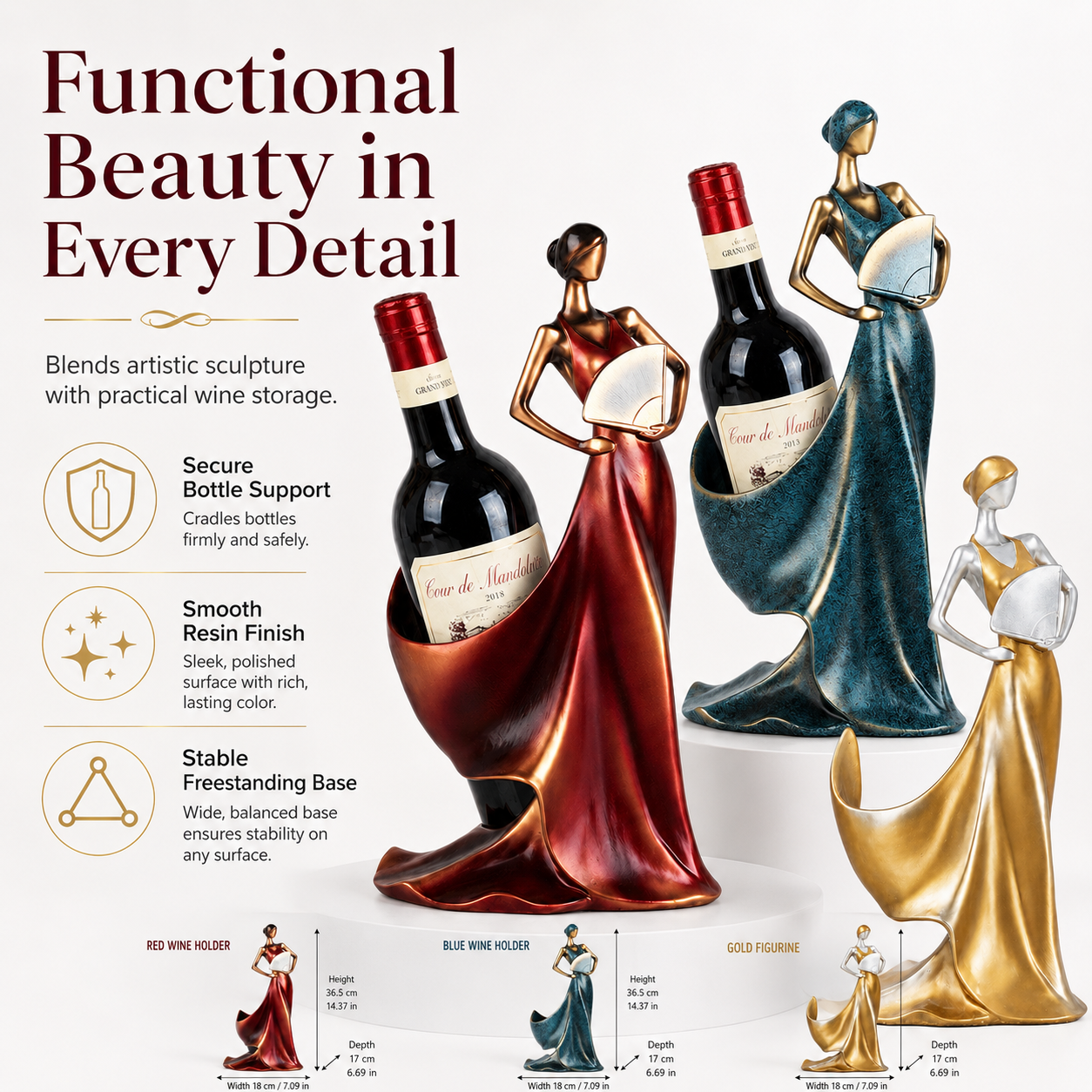Elegant Abstract Wine Bottle Holder Sculpture