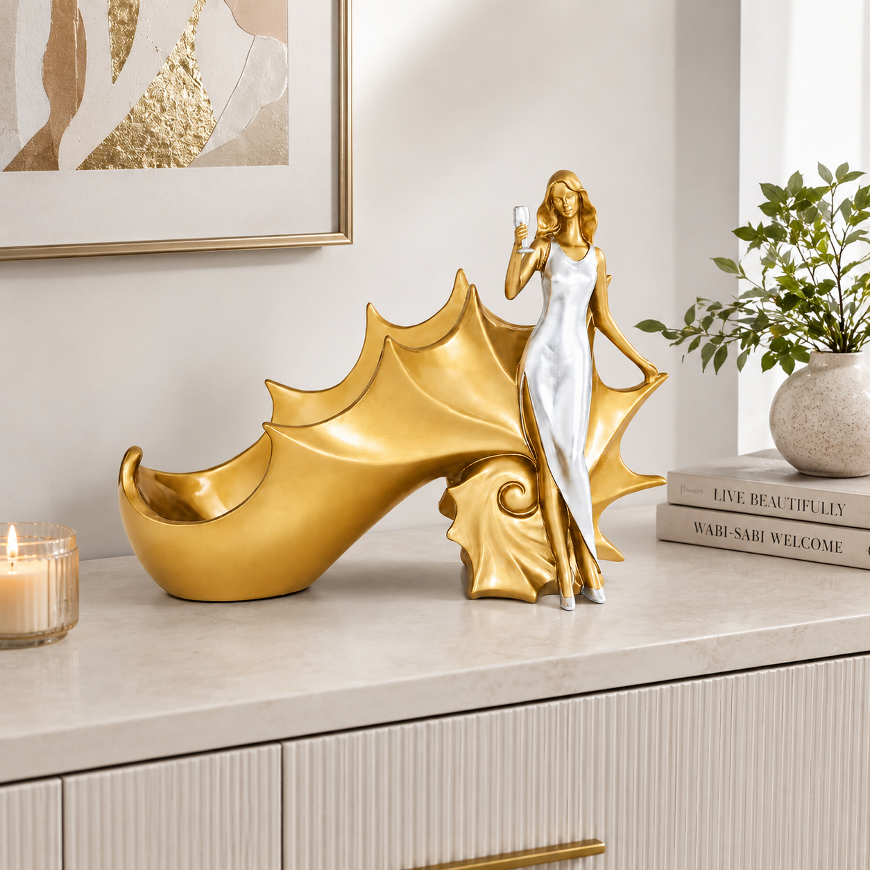 Elegant Abstract Wine Bottle Holder Sculpture