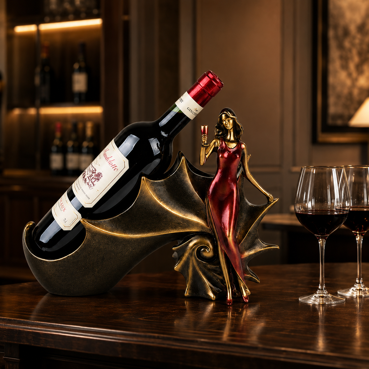 Elegant Abstract Wine Bottle Holder Sculpture