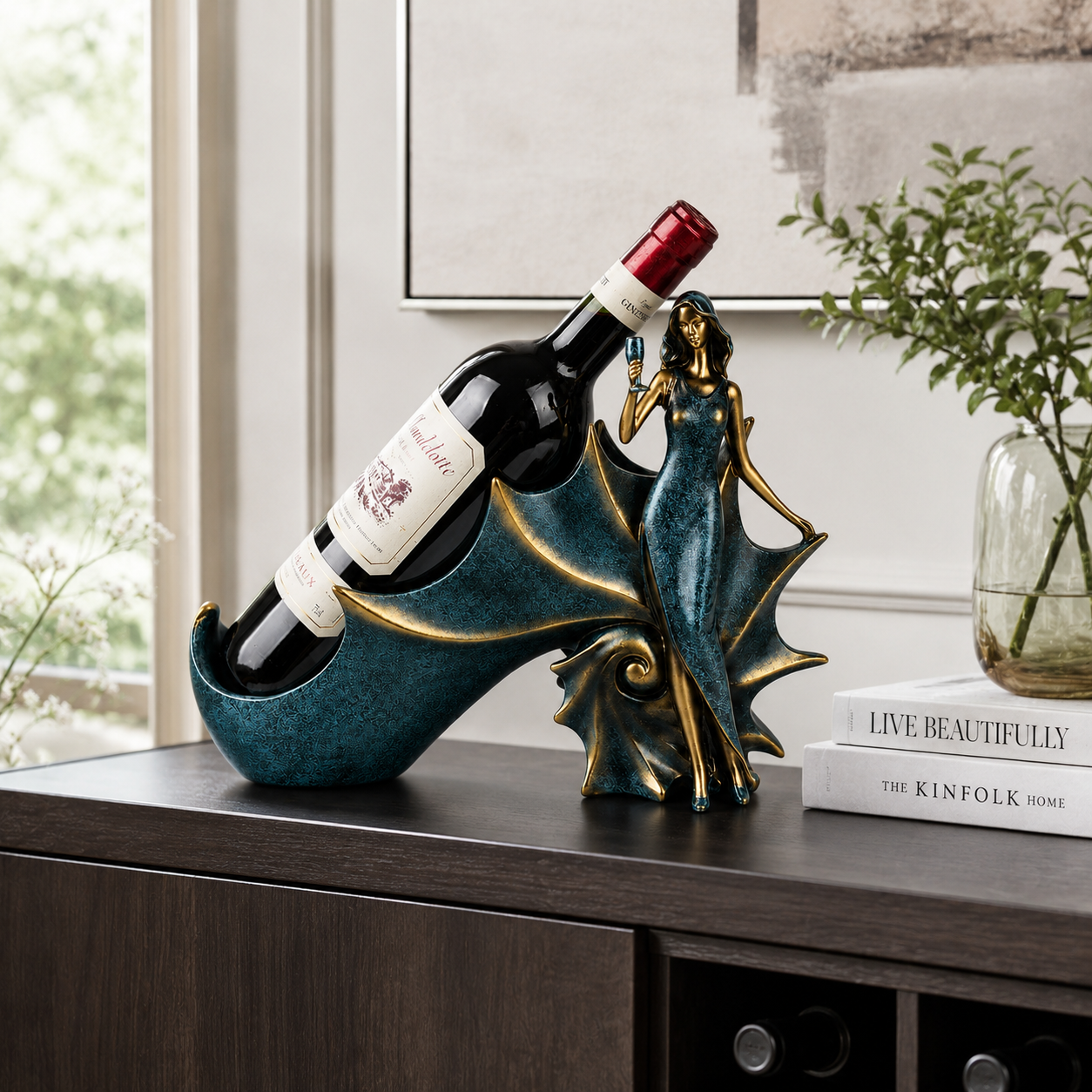 Elegant Abstract Wine Bottle Holder Sculpture