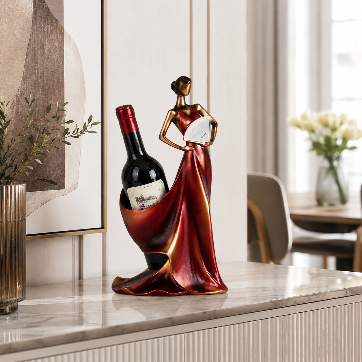 Elegant Abstract Wine Bottle Holder Sculpture