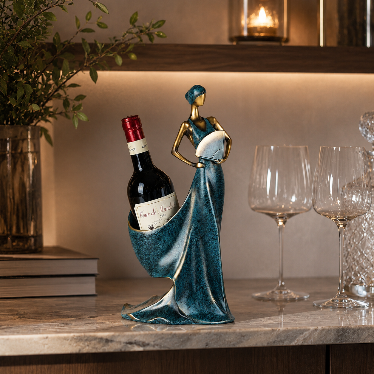 Elegant Abstract Wine Bottle Holder Sculpture