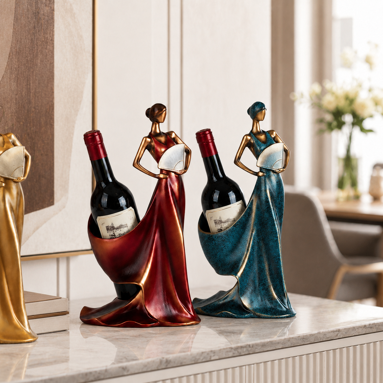 Elegant Abstract Wine Bottle Holder Sculpture
