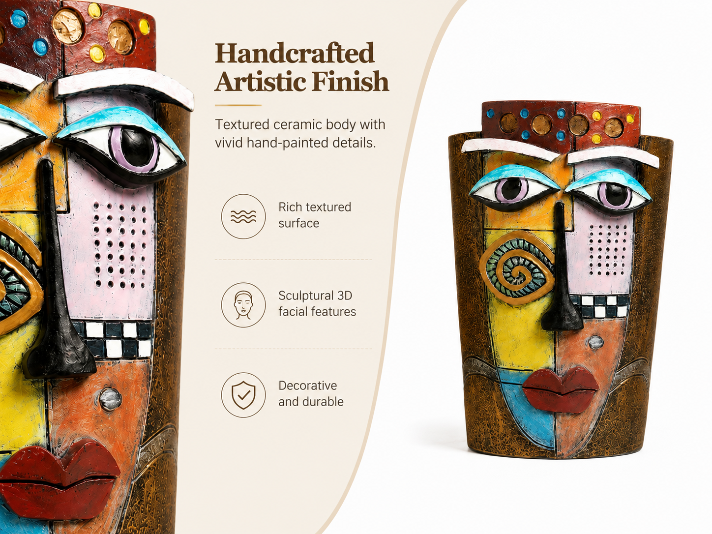 Artistic Abstract Face Ceramic Vase – Modern Sculptural Decorative Flower Pot