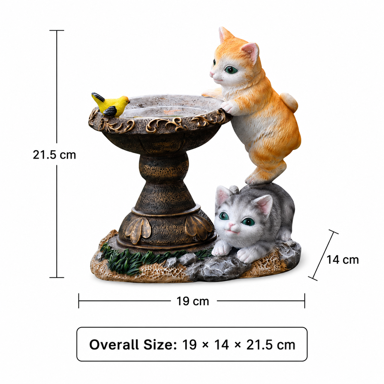 Playful Solar-Powered Cat Figurine Garden Statue with Butterfly