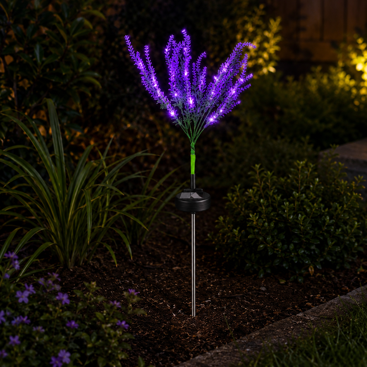 Solar-Powered Decorative Lavender Garden Stake