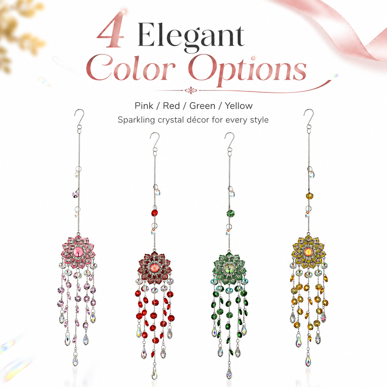 Elegant Hanging Crystal Suncatcher – Flower Prism Ornament for Home & Garden