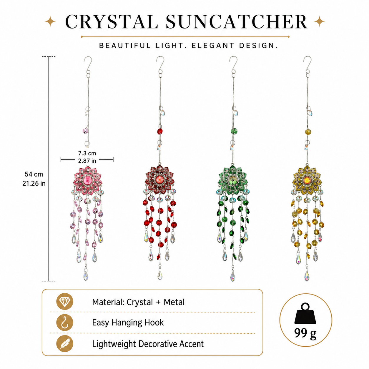 Elegant Hanging Crystal Suncatcher – Flower Prism Ornament for Home & Garden