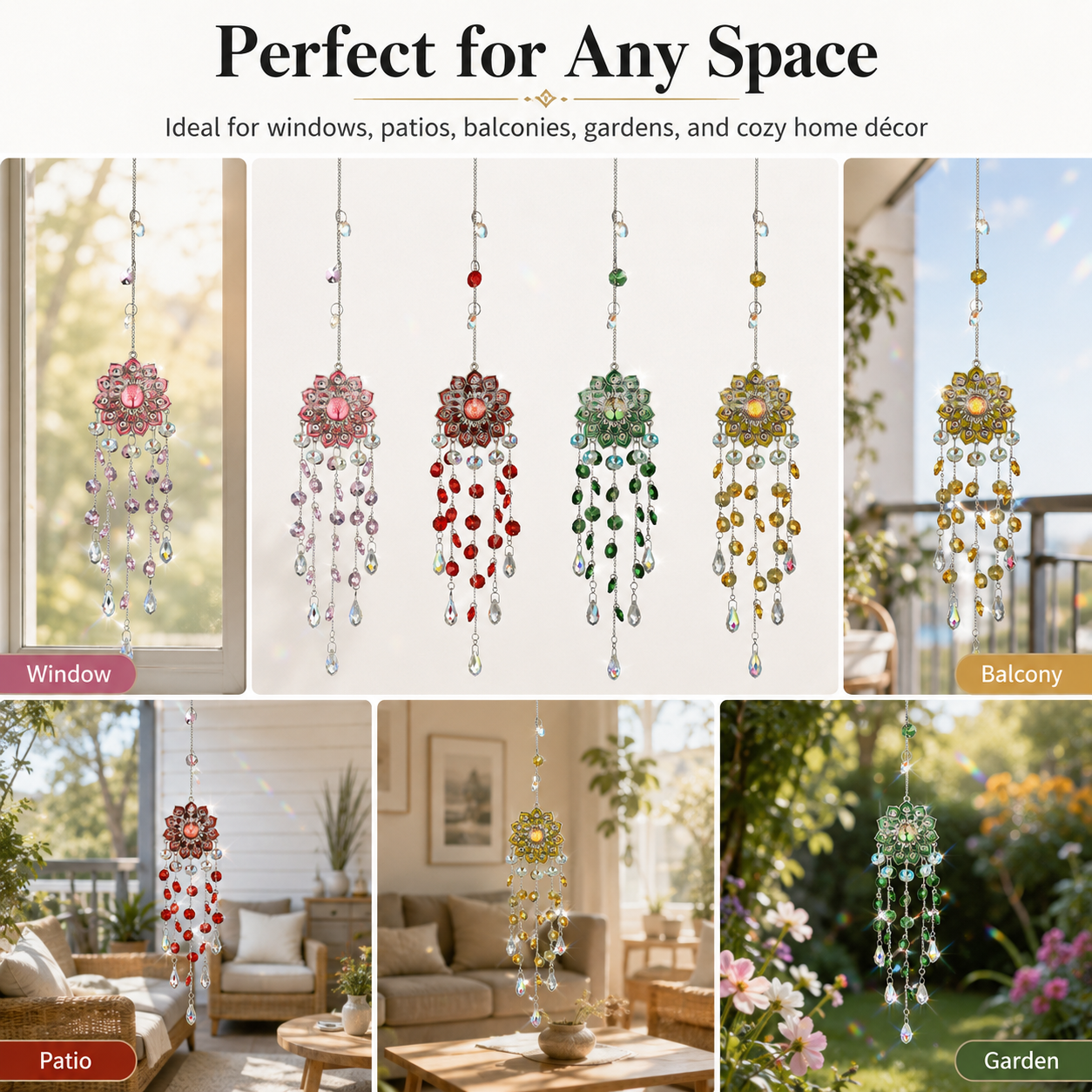 Elegant Hanging Crystal Suncatcher – Flower Prism Ornament for Home & Garden