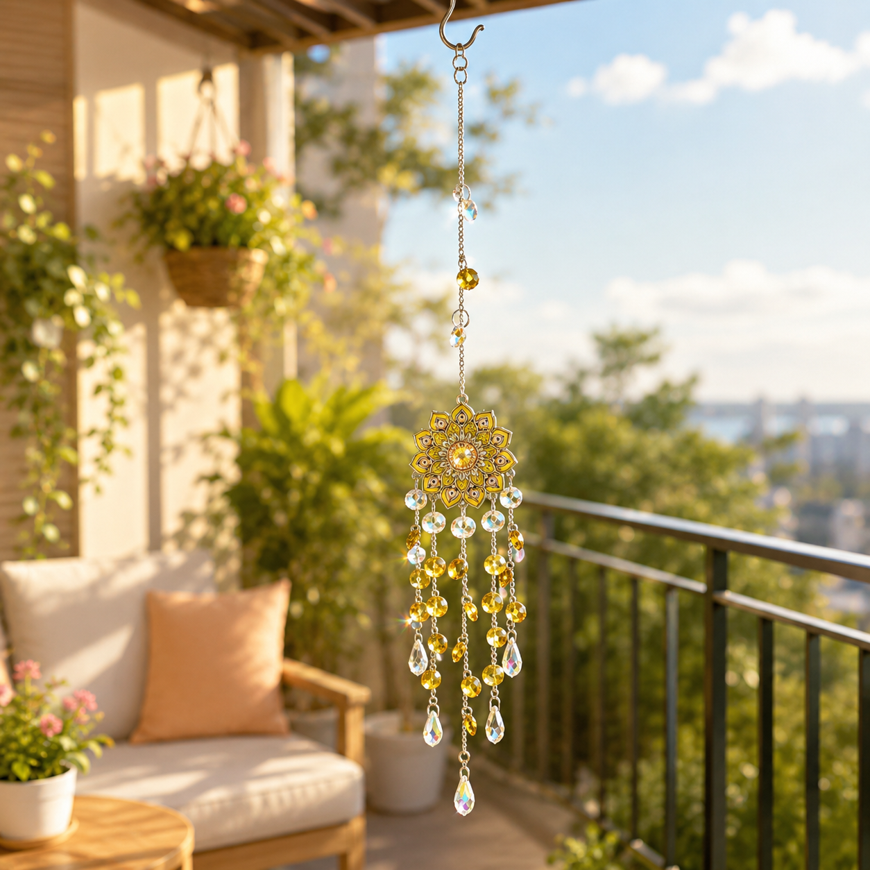 Elegant Hanging Crystal Suncatcher – Flower Prism Ornament for Home & Garden