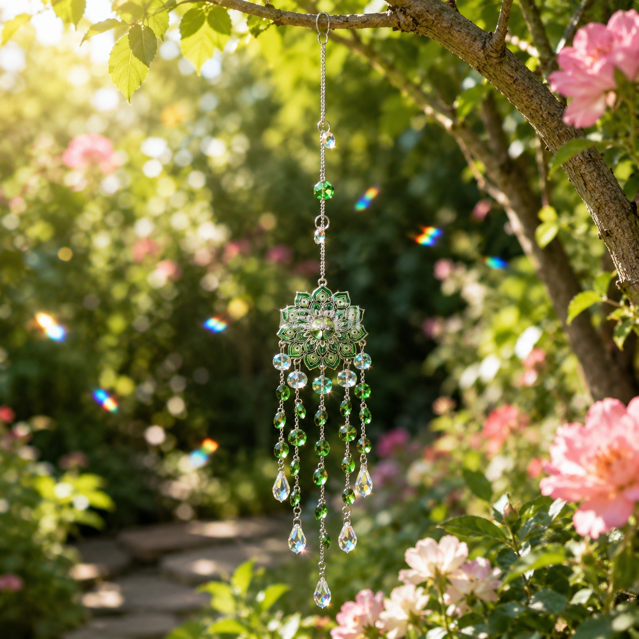 Elegant Hanging Crystal Suncatcher – Flower Prism Ornament for Home & Garden
