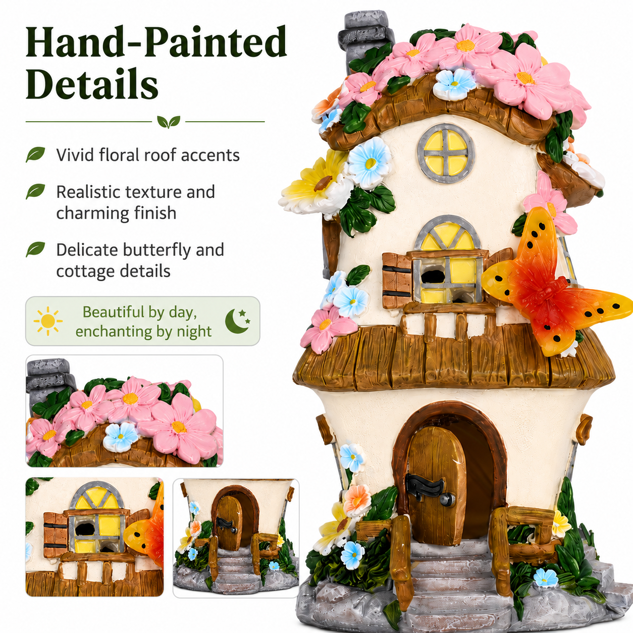Solar Garden Fairy House Light – Miniature Cottage Model