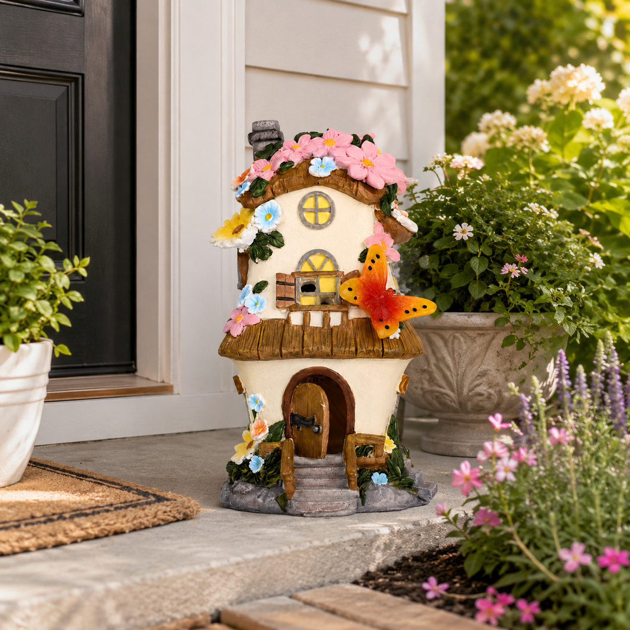 Solar Garden Fairy House Light – Miniature Cottage Model