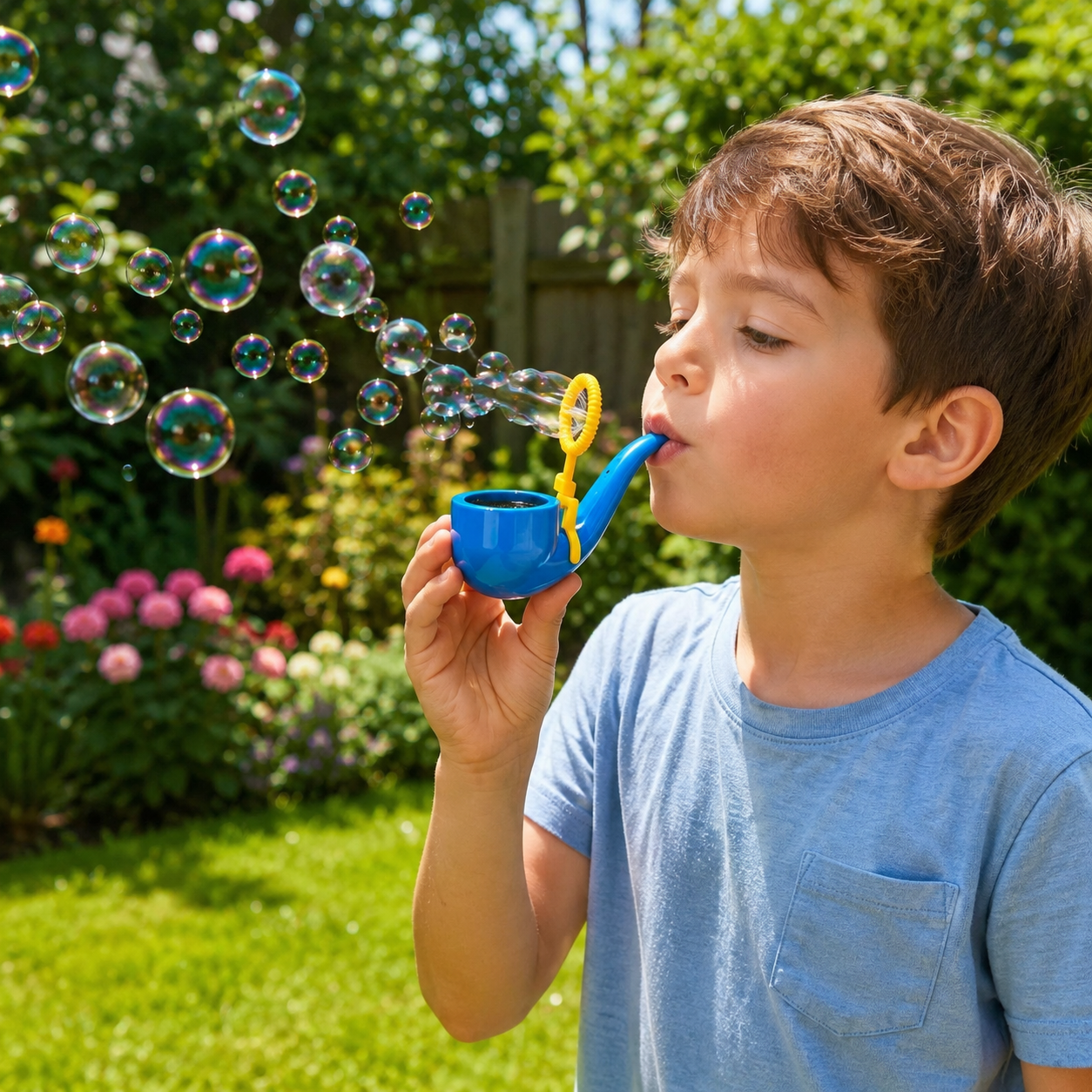 Retro Bubble Blower with Built-In Wand and Deep Reservoir, Fun Outdoor Bubble Toy for Parties, Summer Play, Birthday Gifts