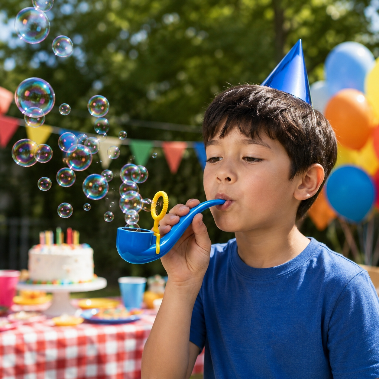Retro Bubble Blower with Built-In Wand and Deep Reservoir, Fun Outdoor Bubble Toy for Parties, Summer Play, Birthday Gifts