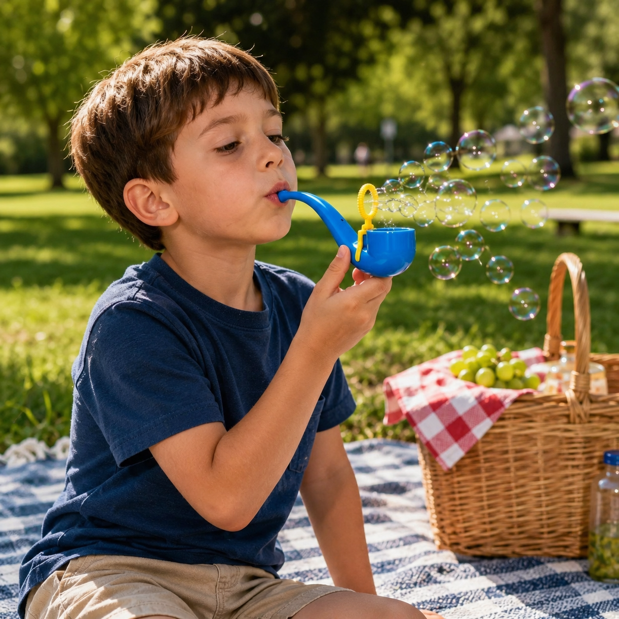 Retro Bubble Blower with Built-In Wand and Deep Reservoir, Fun Outdoor Bubble Toy for Parties, Summer Play, Birthday Gifts