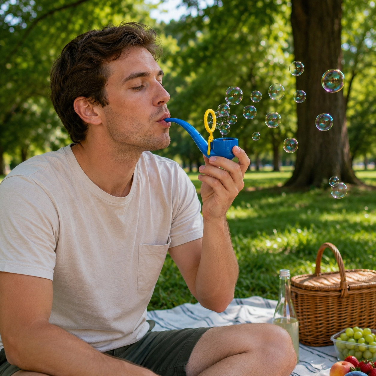Retro Bubble Blower with Built-In Wand and Deep Reservoir, Fun Outdoor Bubble Toy for Parties, Summer Play, Birthday Gifts