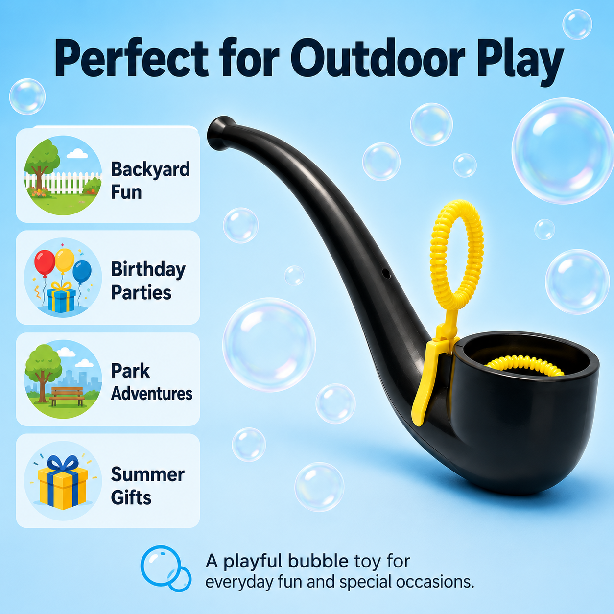 Retro Bubble Blower with Built-In Wand and Deep Reservoir, Fun Outdoor Bubble Toy for Parties, Summer Play, Birthday Gifts