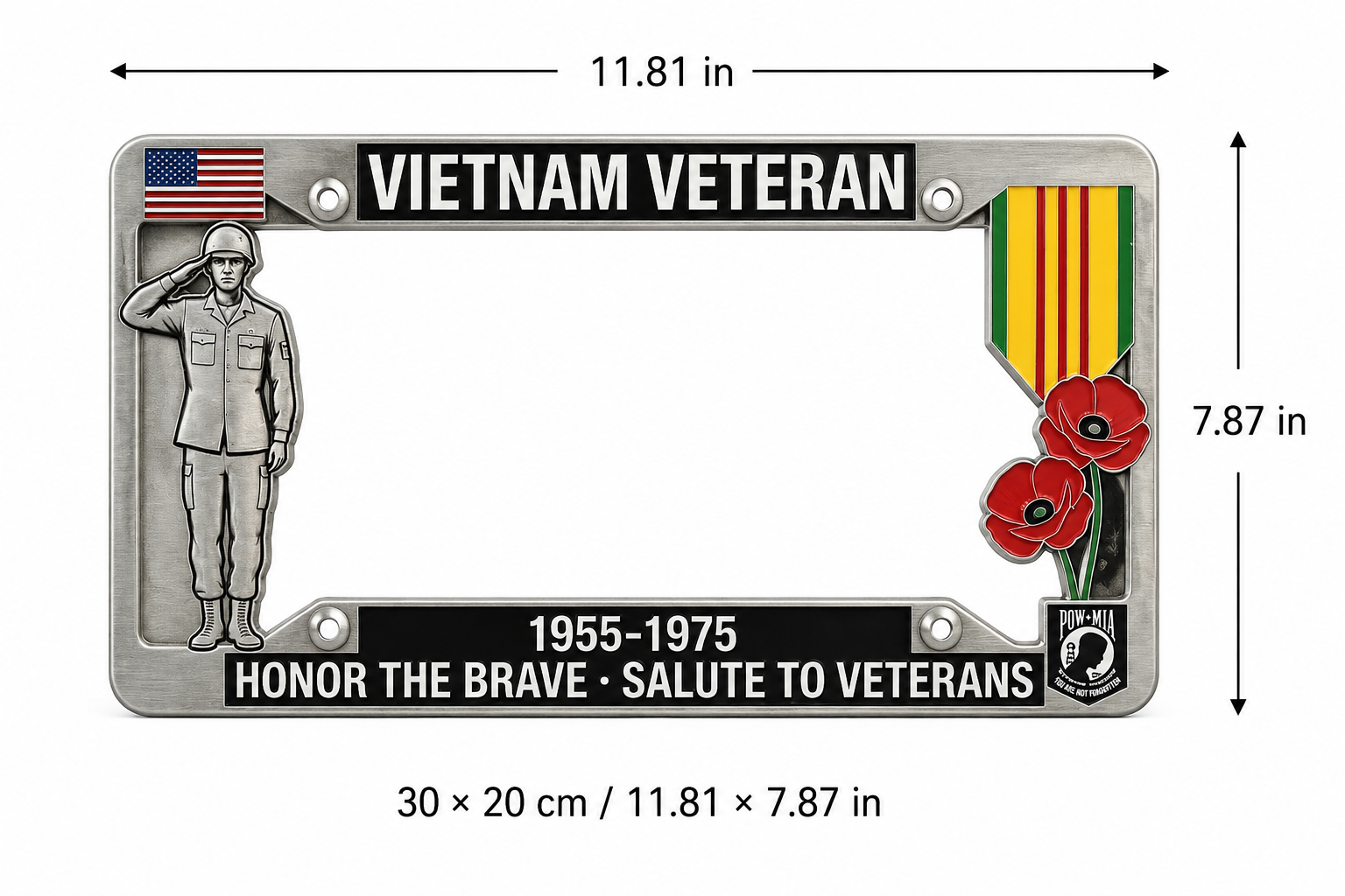 Patriotic Veteran License Plate Frame Set, 250th Anniversary & Vietnam Veteran Decorative Car Tag Holder,America Commemorative Auto Plate Frame for Cars, Trucks, SUVs