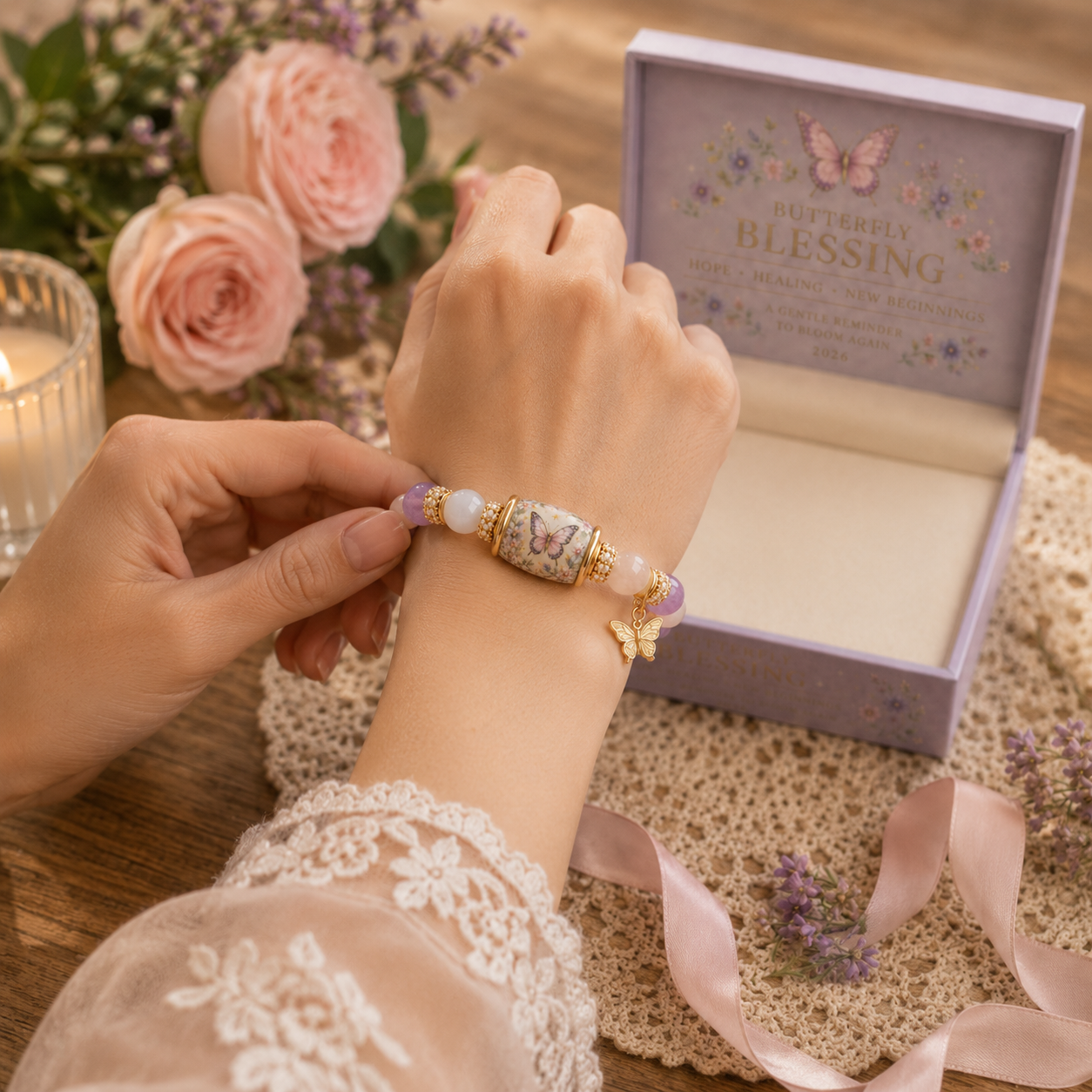 Inspirational Blessing Beaded Bracelet Gift Set for Women, Meaningful Charm Bracelet with Gift Box, Butterfly Faith Cardinal Sea Turtle Theme Jewelry Gift for Mom Daughter Sister Friend