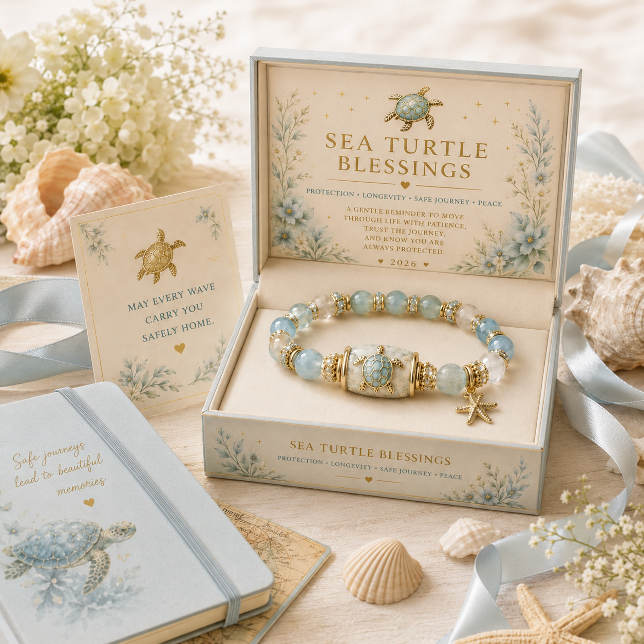 Inspirational Blessing Beaded Bracelet Gift Set for Women, Meaningful Charm Bracelet with Gift Box, Butterfly Faith Cardinal Sea Turtle Theme Jewelry Gift for Mom Daughter Sister Friend