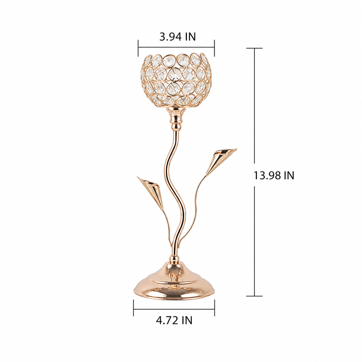 Gold Crystal Candle Holders, Rose Gold Metal Candle Stands for Tea Lights, Elegant Wedding Table Centerpieces for Dining Room, Party, Home Decor