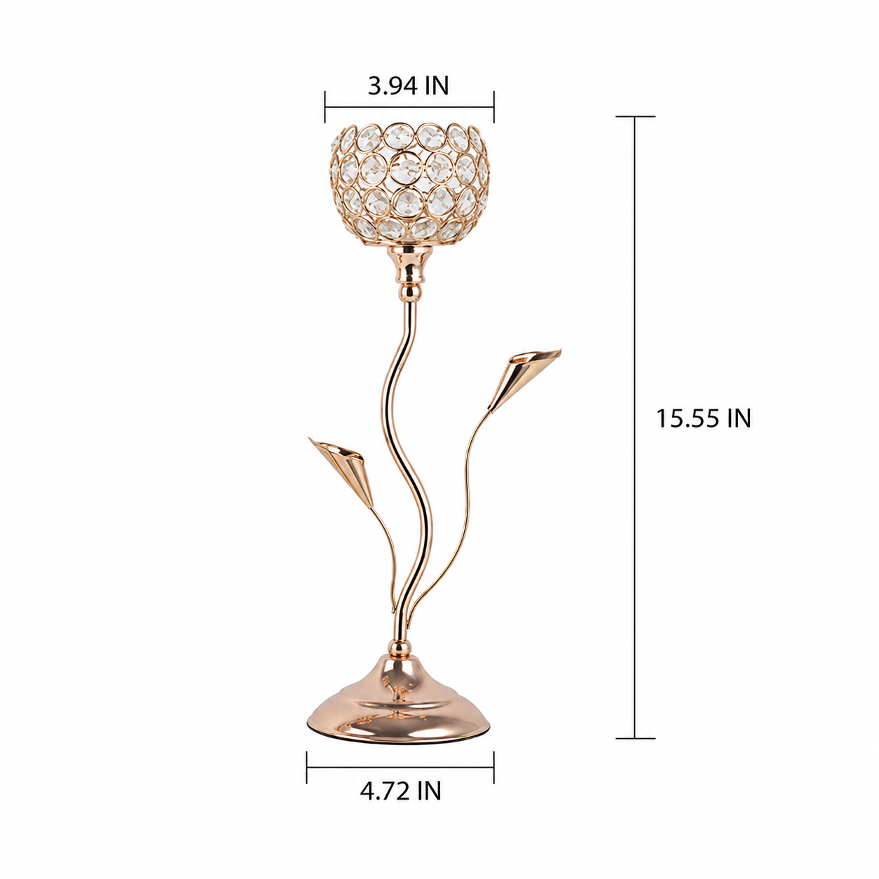 Gold Crystal Candle Holders, Rose Gold Metal Candle Stands for Tea Lights, Elegant Wedding Table Centerpieces for Dining Room, Party, Home Decor