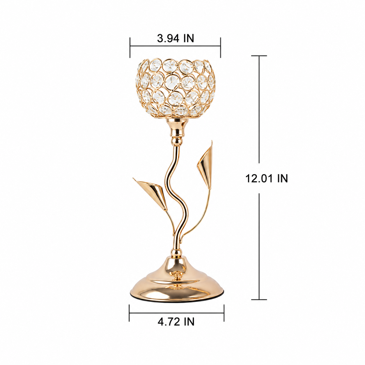 Gold Crystal Candle Holders, Rose Gold Metal Candle Stands for Tea Lights, Elegant Wedding Table Centerpieces for Dining Room, Party, Home Decor