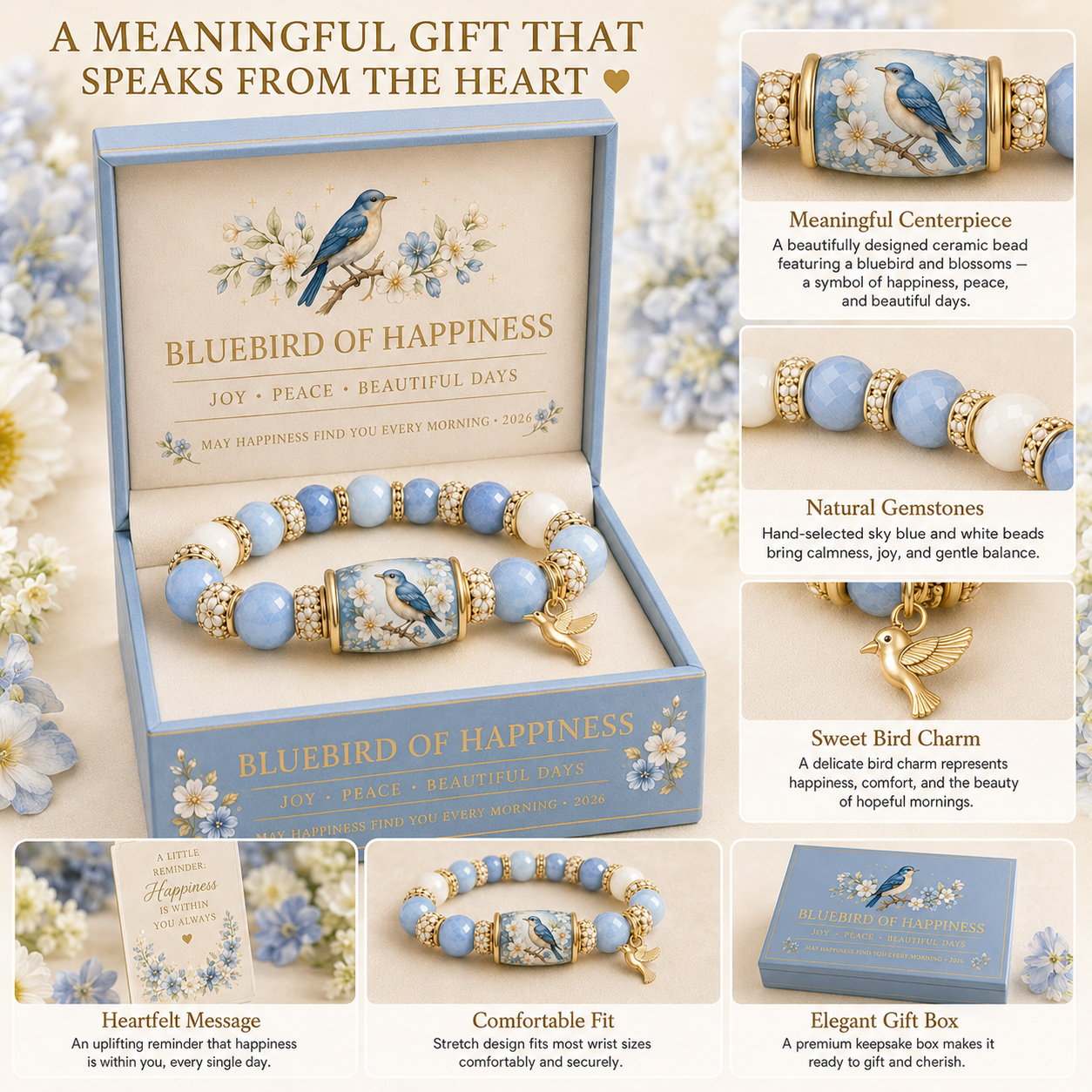 Inspirational Blessing Beaded Bracelet Gift Set for Women, Meaningful Charm Bracelet with Gift Box, Butterfly Faith Cardinal Sea Turtle Theme Jewelry Gift for Mom Daughter Sister Friend