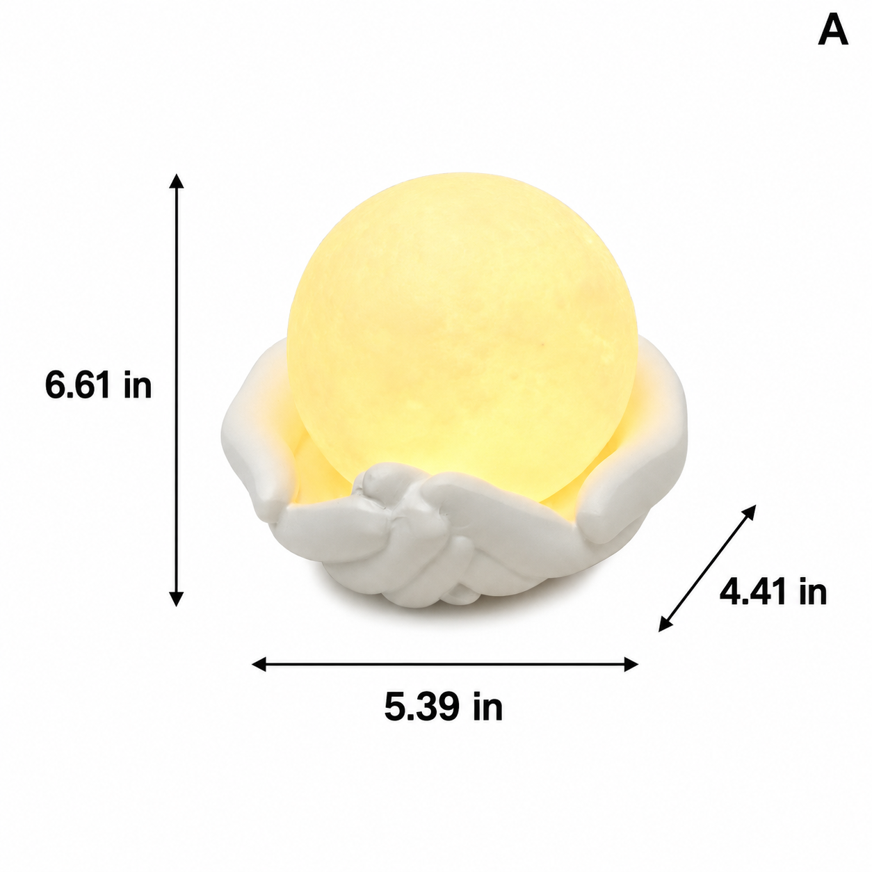 Moon Lamp with Hand Holder, Glowing Full Moon Night Light with White Sculpted Hands Base, Warm Decorative Table Lamp for Bedroom, Nursery, Living Room, Desk, Gift for Women and Kids