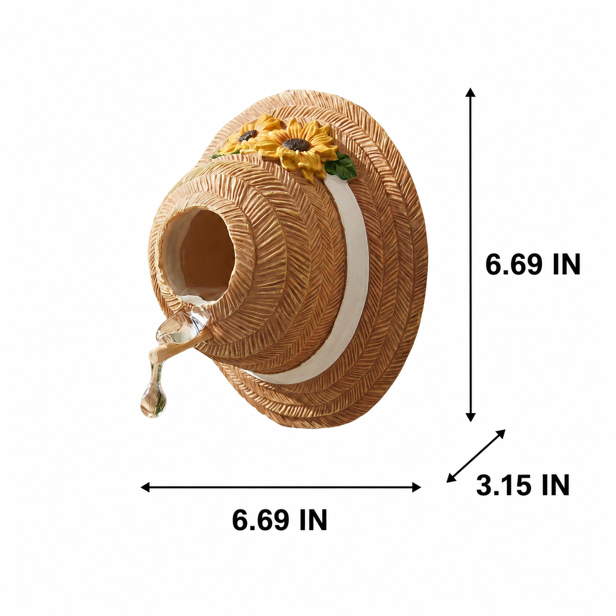 Sunflower Straw Hat Bird House, Wall Mounted Decorative Bird Nest with Perch, Outdoor Resin Birdhouse for Garden, Patio, Yard, Porch, Balcony & Farmhouse Bird Lover Gifts