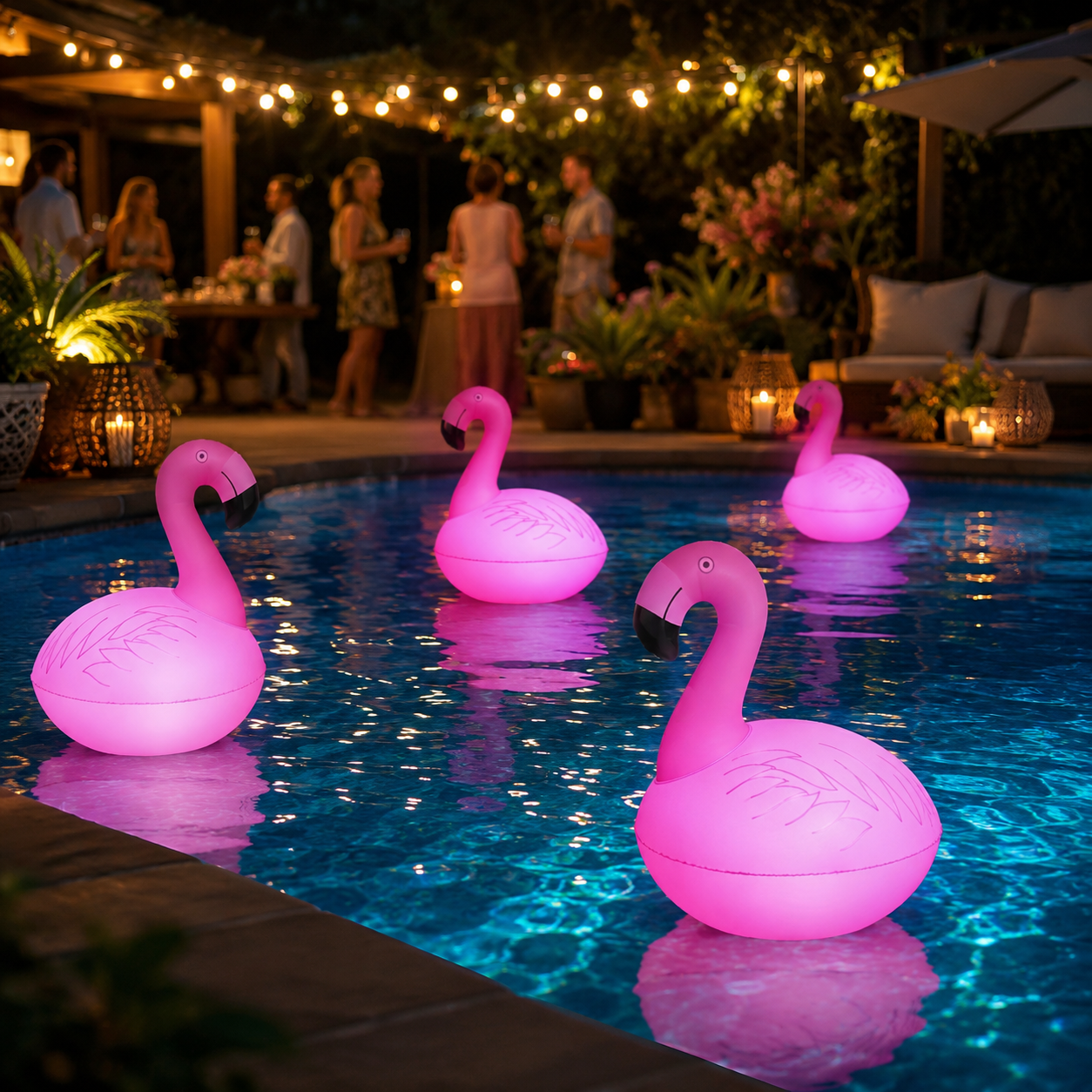 Solar Flamingo Pool Light, Floating Pink LED Pool Decor for Summer Parties