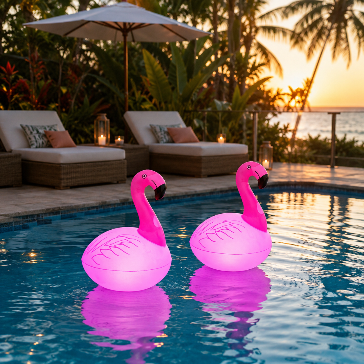 Solar Flamingo Pool Light, Floating Pink LED Pool Decor for Summer Parties