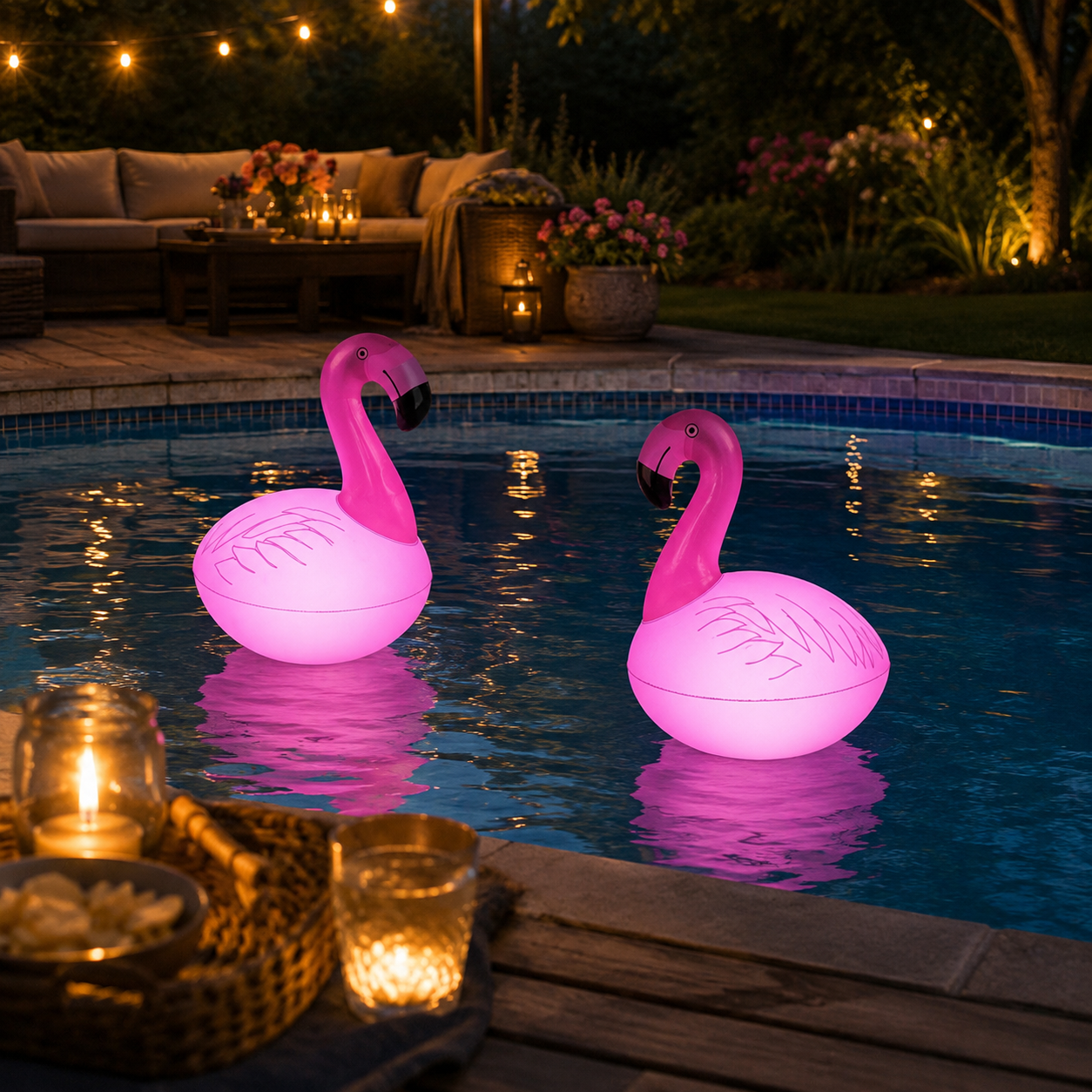 Solar Flamingo Pool Light, Floating Pink LED Pool Decor for Summer Parties