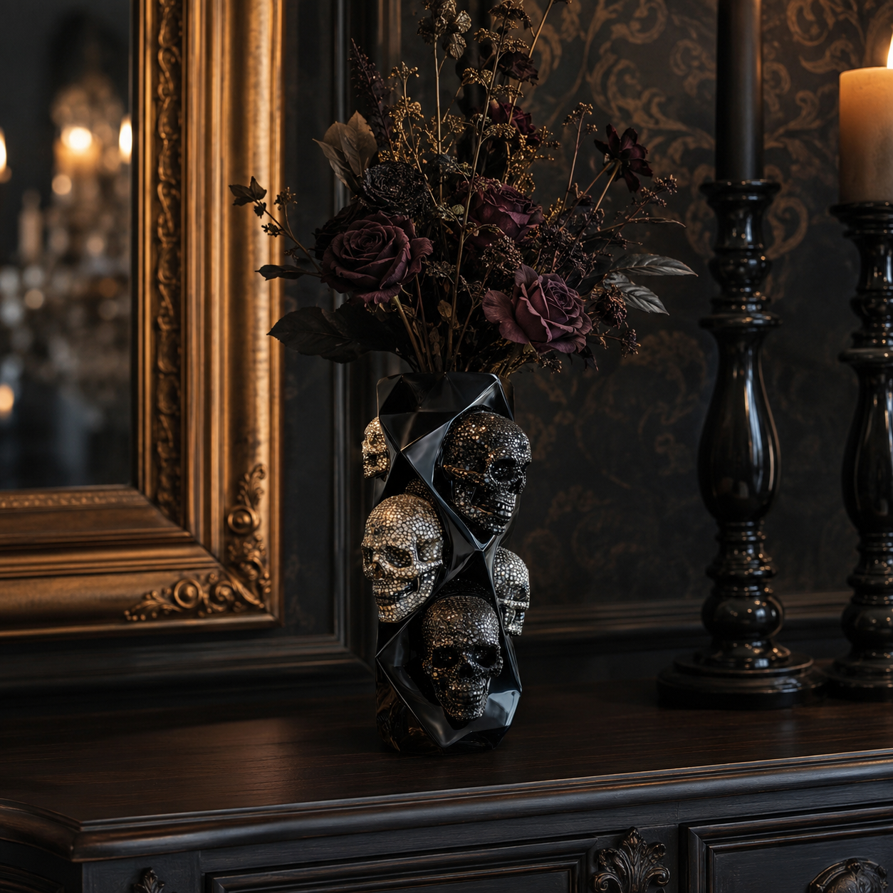 Gothic Skull Decorative Vase 🖤