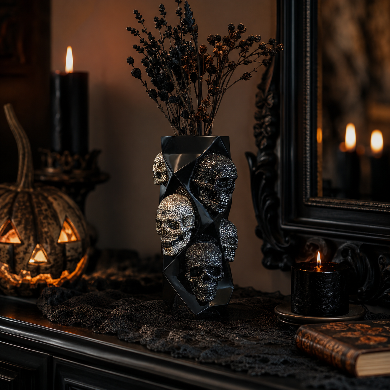 Gothic Skull Decorative Vase 🖤
