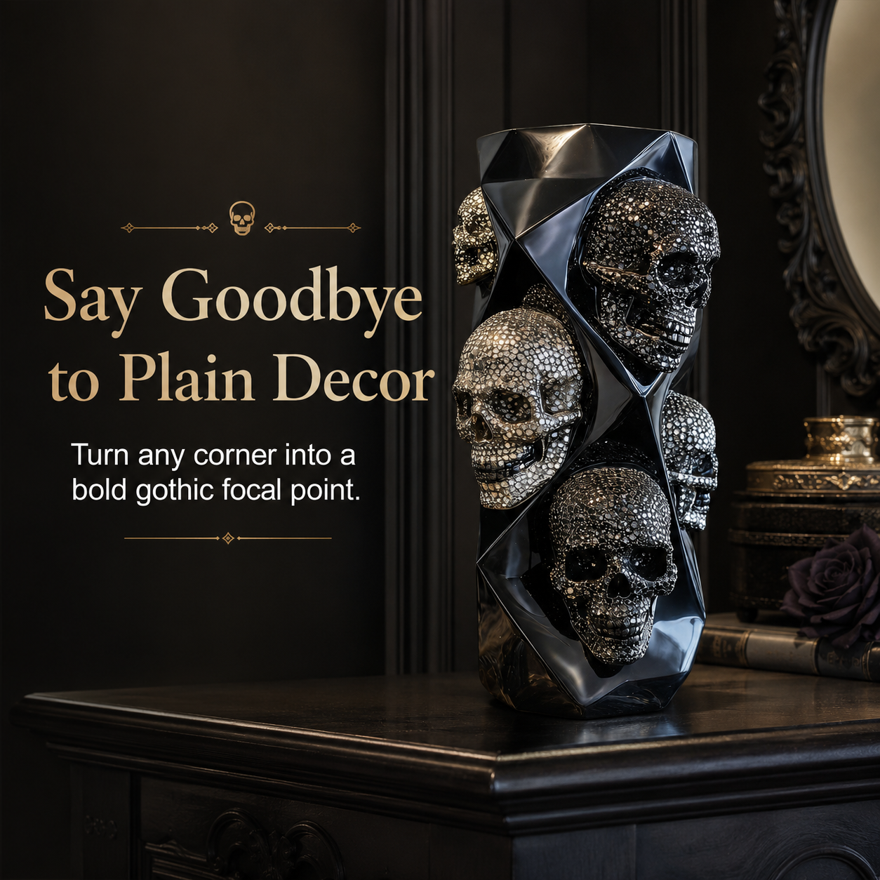 Gothic Skull Decorative Vase 🖤