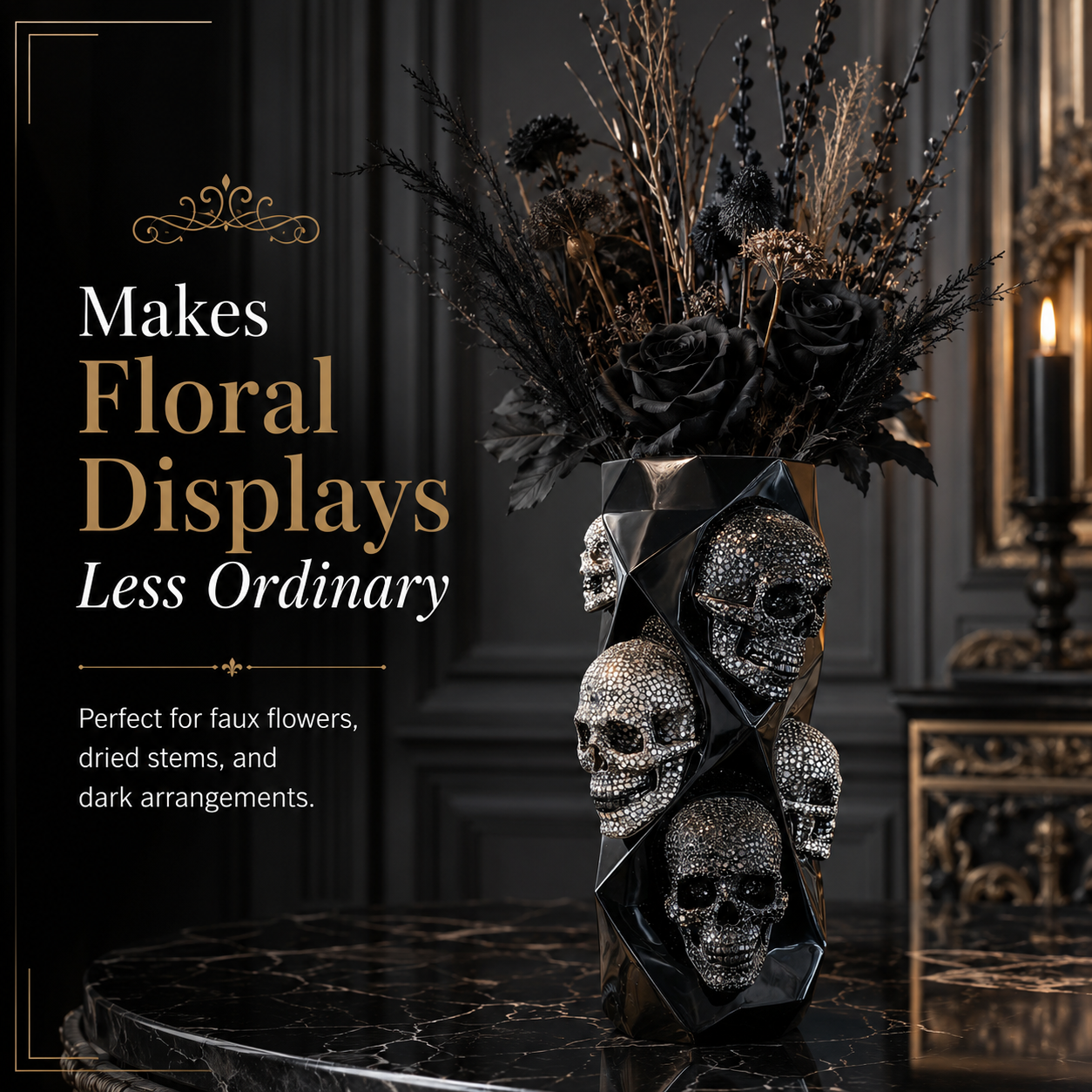 Gothic Skull Decorative Vase 🖤