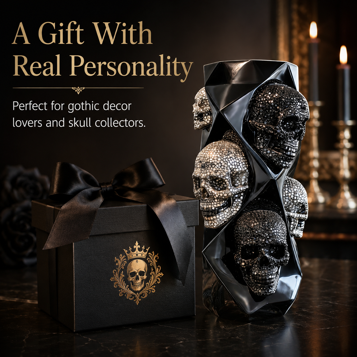 Gothic Skull Decorative Vase 🖤