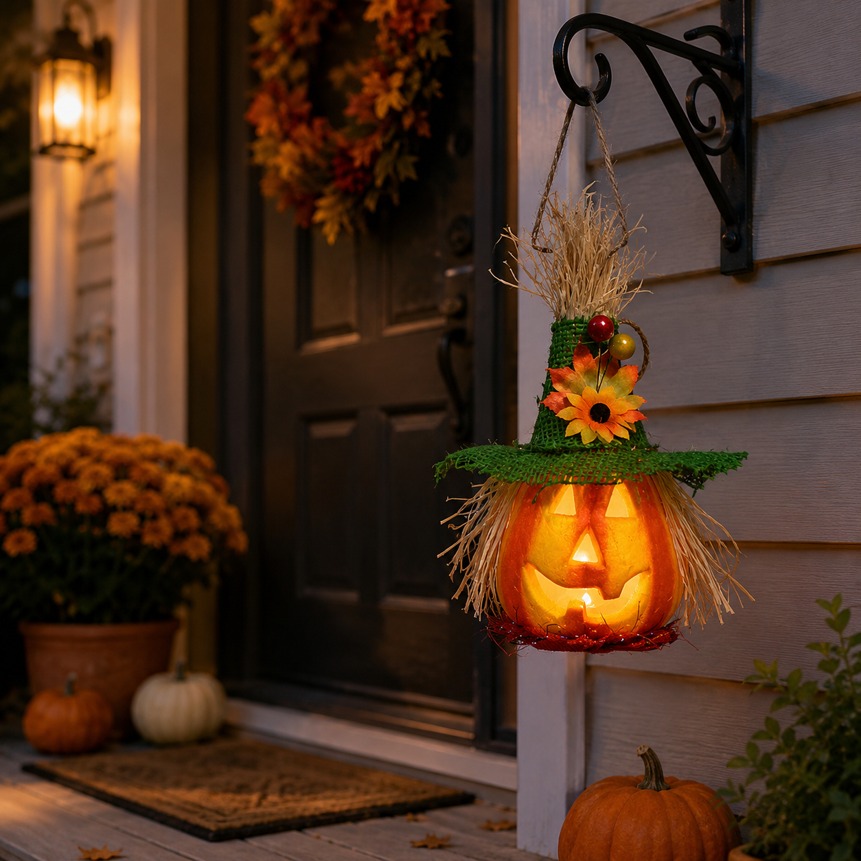 Light-Up Pumpkin Witch Decor