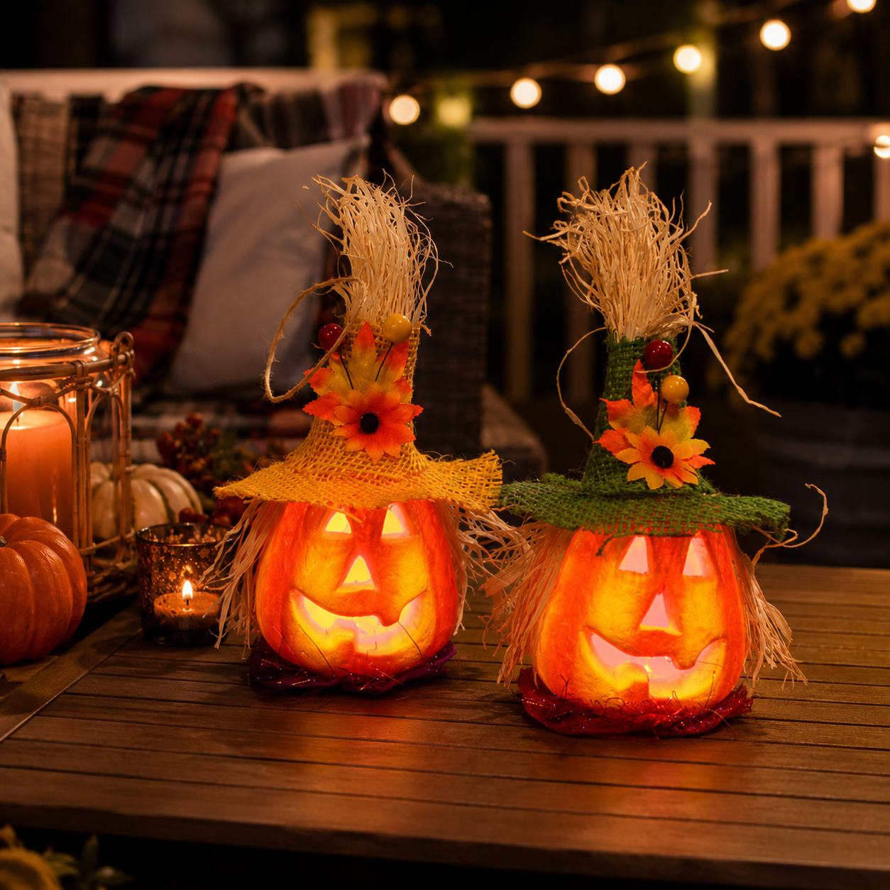 Light-Up Pumpkin Witch Decor